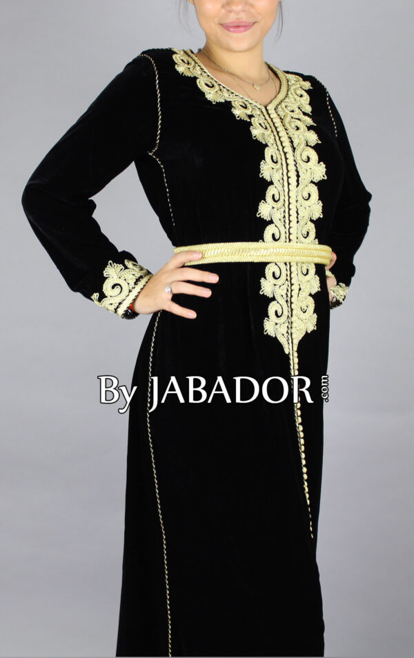 caftan-black velvet-gold