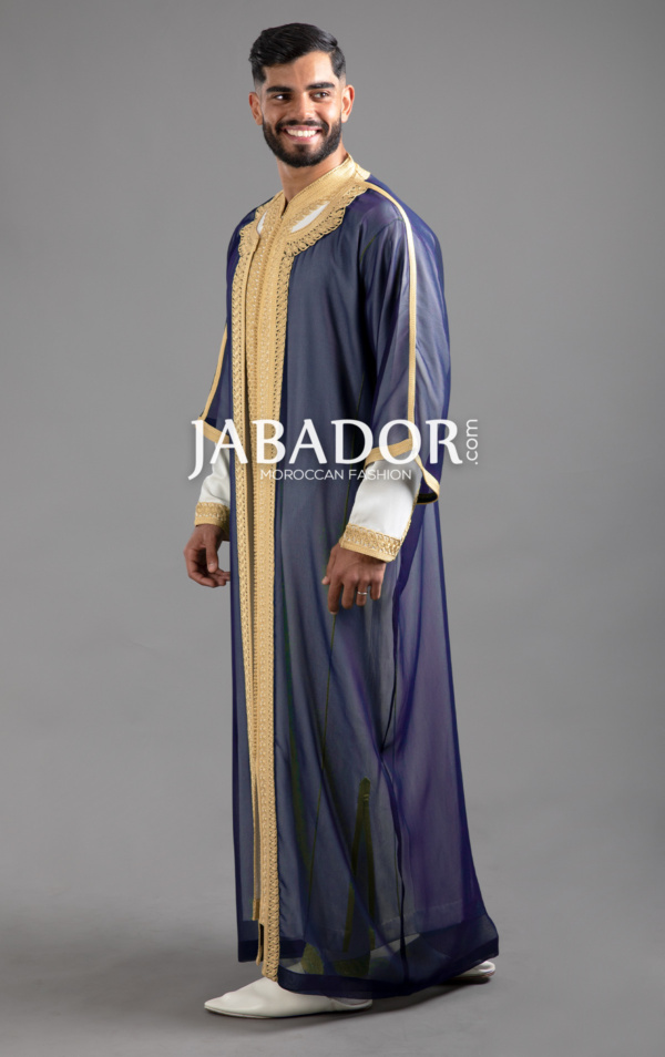 caftan homme bleu et or