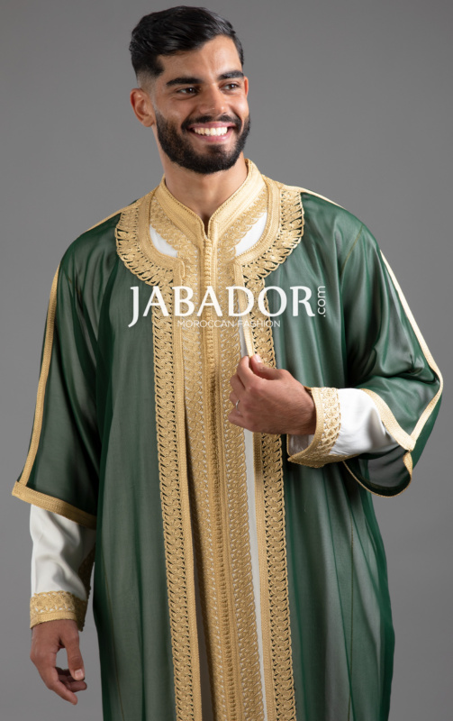 caftan homme vert or